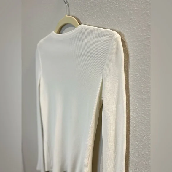 Ribbed Ivory/White Gold Zipper Top Size Small - Picture 10 of 10